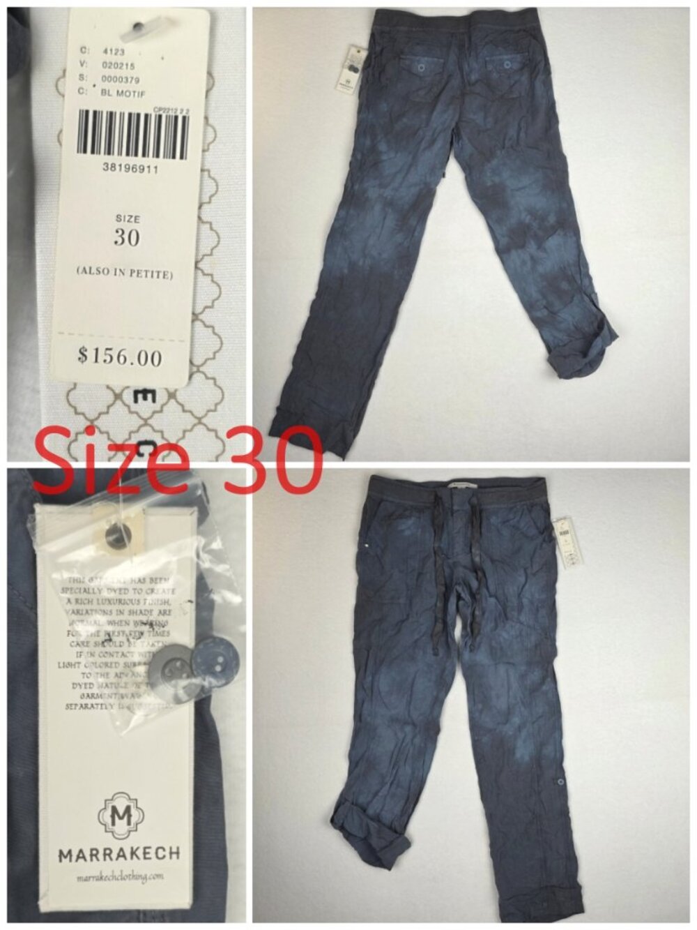 Marrakech Blue Gray Charlotte Roll Tab Tencil Pants Anthropologie - Picture 11 of 11